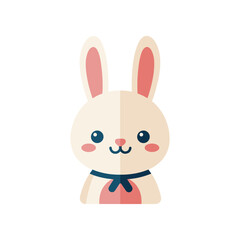 Cute cartoon rabbit with a bow tie, showcasing a cheerful expression against a simple background