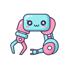 Cute cartoon robot with a smiling face, showcasing a friendly design, suitable for children's media