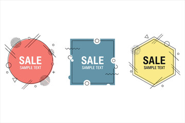 Vector art of set of modern sale banners with geometric shapes