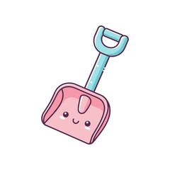 Cute cartoon shovel with a smiling face, bright colors, and a playful design, ideal for children's illustrations