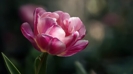 Fototapeta premium radiant pink tulip in soft focus