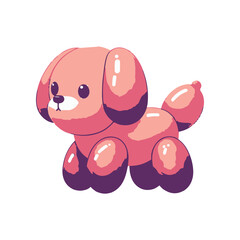 Cartoon-style pink puppy toy with glossy finish, set against a simple white background