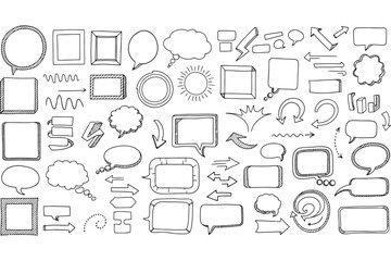 Vector art of hand drawn speech bubbles and arrows, perfect for adding text and emphasis