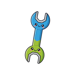 Cartoon-style wrench with smiling faces, colorful design, suitable for children's illustrations