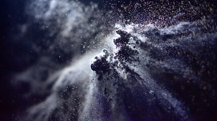 Obraz premium A mesmerizing display of colorful particles swirling in a cosmic dance, creating an ethereal atmosphere.