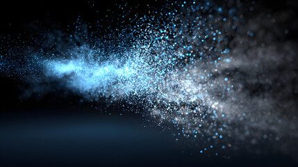 Obraz premium A mesmerizing swirl of blue and white particles, creating a cosmic atmosphere in dark space.