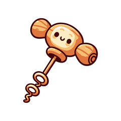 Cute cartoon corkscrew character with a smiling face, designed for playful kitchen decor