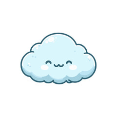 Cute smiling cloud character with a cheerful expression against a simple white background