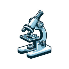 Detailed illustration of a microscope showcasing its features, with a clean background ideal for educational use