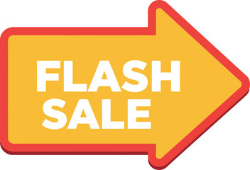 Bright orange flash sale arrow sign - modern retail marketing element vector