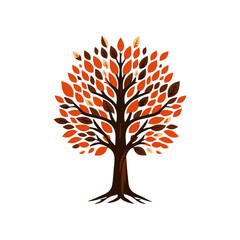 Vibrant autumn tree with colorful leaves against a plain background, symbolizing seasonal change