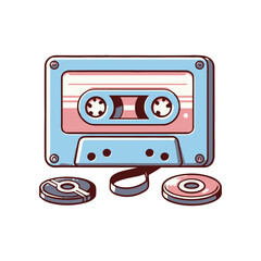 Vintage cassette tape with reels displayed, evoking nostalgia for music and retro culture
