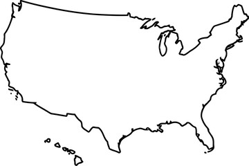 Usa outline map simple drawing united states graphic vector