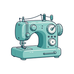 Vintage sewing machine in a bright, playful style, showcasing intricate details and functionality