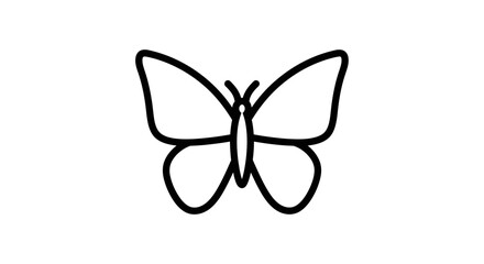 Simple Butterfly Outline Icon – Minimal Line Art Insect Symbol Vector Illustration