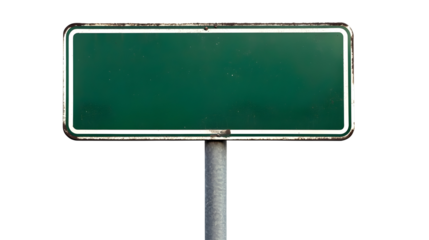 Blank green traffic sign isolated on white background for urban design concepts