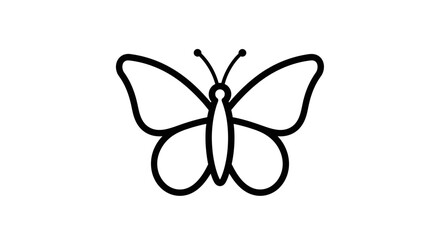 Simple Butterfly Outline Icon – Minimal Line Art Insect Symbol Vector Illustration
