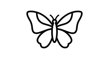 Simple Butterfly Outline Icon – Minimal Line Art Insect Symbol Vector Illustration