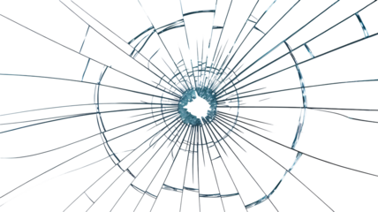 Dramatic shattered glass with radial cracks creates a powerful impact, perfect for conveying danger, vulnerability, or a sense of destruction in creative projects