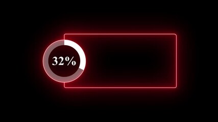 abstract glowing neon line with loading animated video with 32 percent element on black background . Statistics Business and finance theme Visual Data Representation for Finance, Sales.