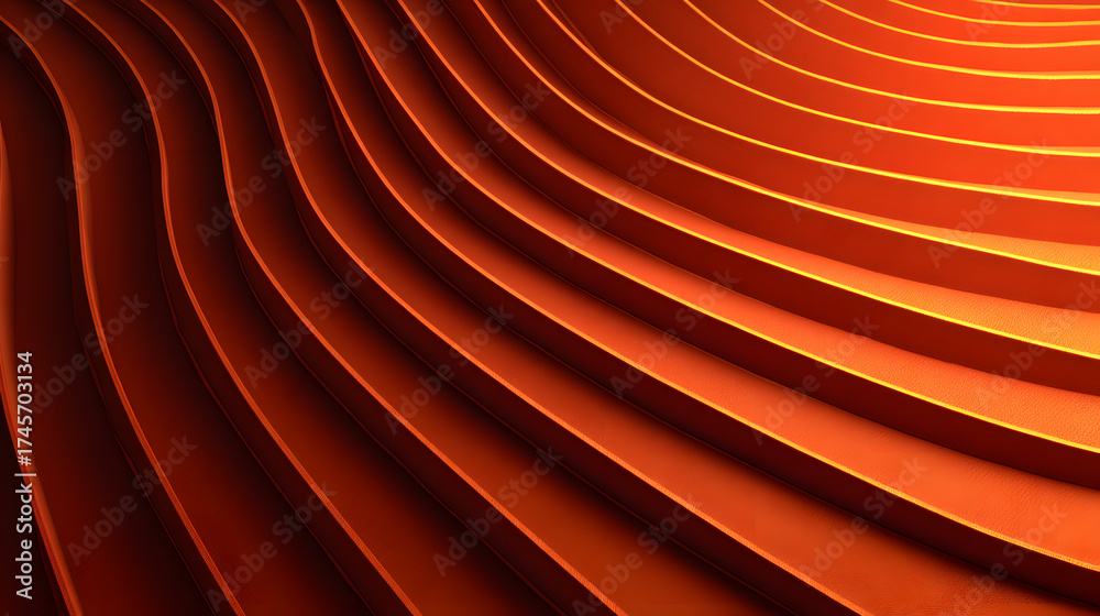 Wall mural dynamic orange waves create a bold visual impact with smooth curves and vibrant shades.