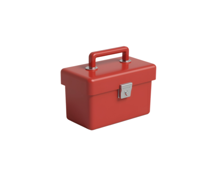 Isolated red toolbox stands out with precision, highlighting functionality and simple design elements