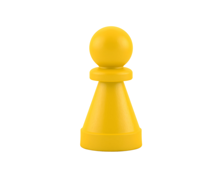 Isolated yellow pawn piece representing strategy, game, competition, chess, on an isolated stage