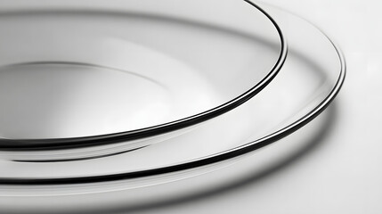 Elegant, transparent glass plates stacked elegantly, showcasing a minimalist design.