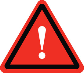 Red triangle warning and danger sign with white exclamation mark. 
 