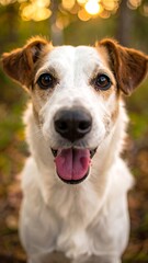 Happy dog portrait in nature