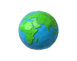 Low Polygon Earth Globe, a Visual Representation of Our Planet for Graphic Design