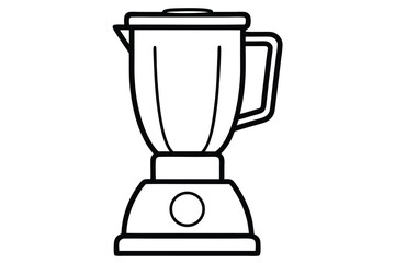 Outline Drawing of a Kitchen Blender with Container, Handle, and Power Button
