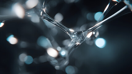 Intricate close-up of a molecular structure showcasing ethereal connections and luminous particles.