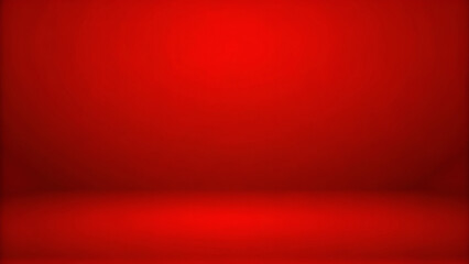 Obraz premium Vibrant Red Studio Background with Smooth Gradient Effect: Versatile Backdrop for Product Photography, Festive Promotions, Holiday Marketing, and Creative Design Projects with Ample Copy Space.