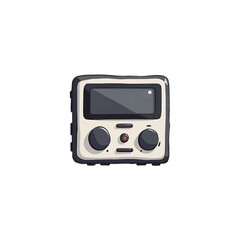 Fototapeta premium Small vintage pocket radio or tape player, hand-drawn doodle style, white and dark gray, retro tech
