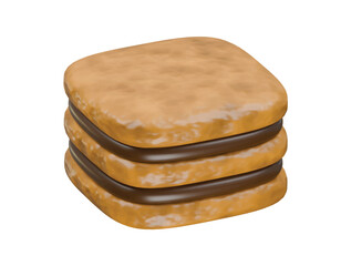 layerd chocolate dessert icon 3d illustration render