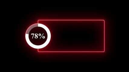 abstract glowing neon line with loading animated video with 78 percent element on black background . Statistics Business and finance theme Visual Data Representation for Finance, Sales. - Powered by Adobe