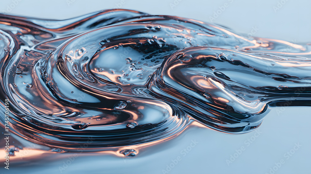 Wall mural a stunning close-up of flowing water with shimmering reflections and bubbles, creating an abstract a