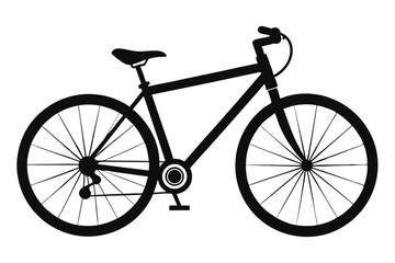 Fototapeta premium Black Bicycle Silhouette Simplistic Design of Bike with Seat, Handlebars and Spokes