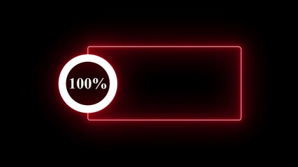 abstract glowing neon line with loading animated video with 100 percent element on black background . Statistics Business and finance theme Visual Data Representation for Finance, Sales. - Powered by Adobe