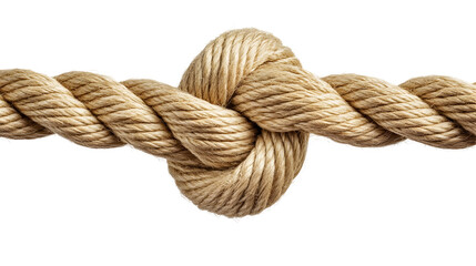 Fototapeta premium Close-up of a sturdy beige rope forming a knot on black background