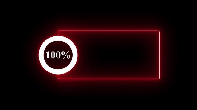 abstract glowing neon line with loading animated video with 100 percent element on black background . Statistics Business and finance theme Visual Data Representation for Finance, Sales.