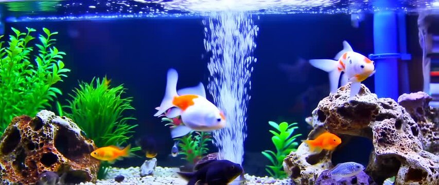 Aquarium life video, an underwater world with colorful fish swimming in a peaceful habitat for