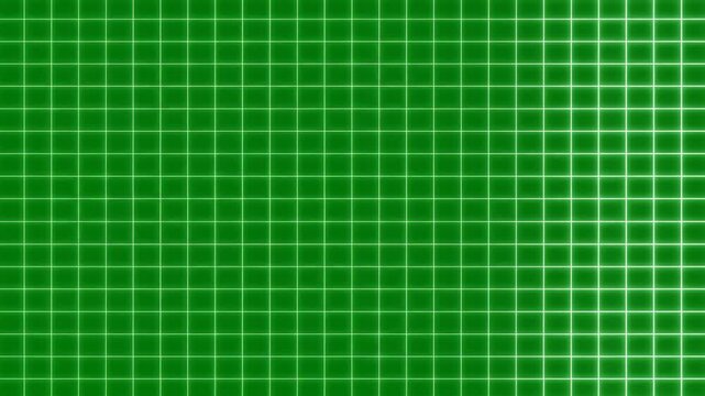 A glowing green grid pattern, presented as a symmetrical close-up, creates an abstract, technological background with clean lines and a digital aesthetic.