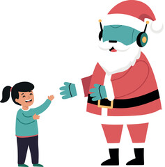 Robot Santa and Child