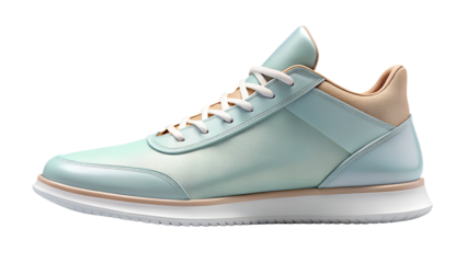 Elegant light blue sneaker isolated on transparent background, ideal for everyday wear and sporty activities