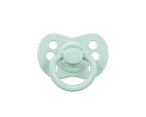 Pastel Perfection, A Close-Up of a Mint Green Baby Pacifier on a Sleek Showcase, Studio shot