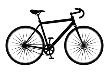 Simple Black Silhouette Depicting a Road Bicycle with Drop Handlebars and Thin Tires