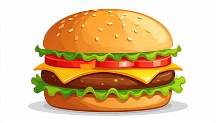 Delicious burger with fresh ingredients a tasty fast food meal.