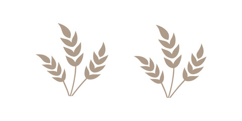 Golden wheat ears vector illustration, a nature pattern set with a laurel wreath design and a feather wing silhouette icon © Jharna Akter